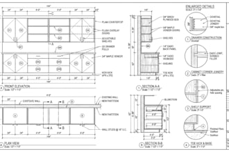 create millwork elevation, section and detailed fabrication drawing