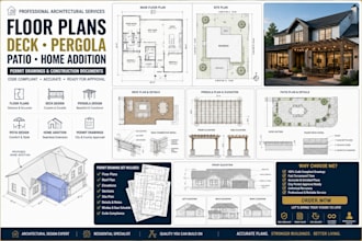 prepare architectural floor plan deck pergola patio home addition permit drawing