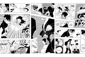 draw anime manga pages, action manga and anime comic art as a manga artist