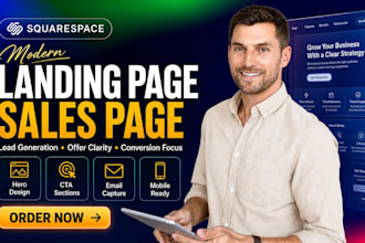 design modern squarespace landing page or sales page