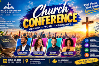 design church event, conference, revival and worship flyer