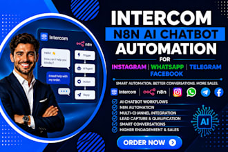set up intercom n8n ai chatbot automation  instagram whatsapp telegram facebook