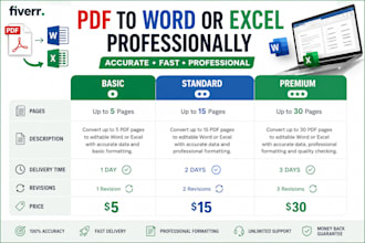 convert PDF to word or excel professionally