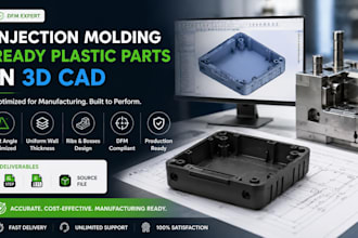 design injection molding ready plastic parts in 3d cad