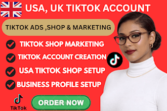 create UK USA tiktok accounts with creator reward program and shop