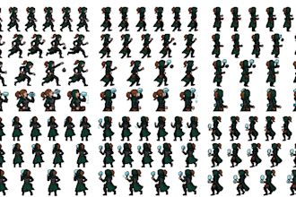 design pixel art character and sprite sheet