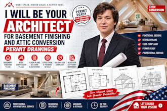 be your architect for basement finishing and attic conversion permit drawings