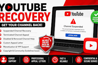 reinstate suspended youtube channel recovery, appeal letter and monetization fix