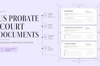 prepare and format US probate court documents for legal compliance
