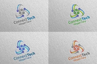 design a modern technology, security, network, and tech logo in 4 hours