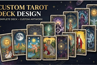 design a complete tarot card deck with custom artwork
