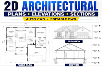 create 2d architectural plans, elevations and sections in autocad