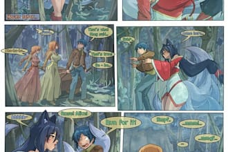 do furry comic illustration, comic book, black and white comic, sketch comic