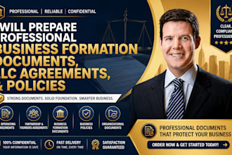 prepare professional business formation documents, llc agreements, and policies
