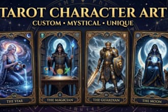 create unique tarot card character illustrations and artwork
