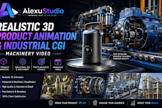 create realistic 3d product animation and industrial cgi machinery video