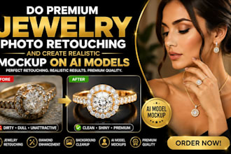 do premium high end jewelry retouching and realistic ai model mockups