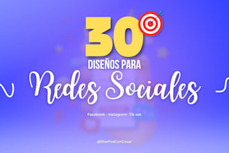 30 diseños profesionales de publicaciones en redes sociales