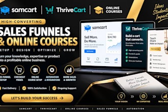 create samcart sales funnel, samcart landing page, online course