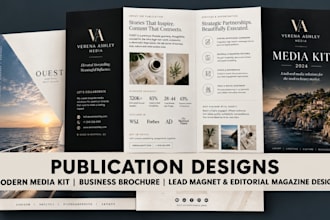 design modern media kit, business brochure, lead magnet and editorial magazine
