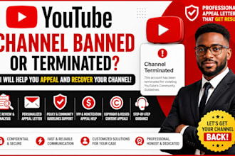 reinstate suspended youtube channel recovery, appeal letter and monetization fix