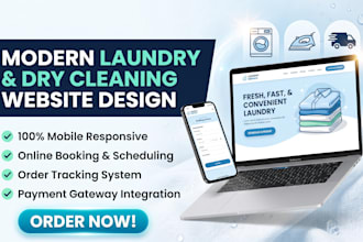 design modern laundry website dry cleaning website
