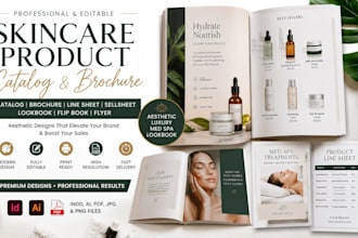 design editable aesthetic skincare product catalog, brochure med spa lookbook