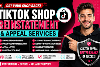 fix tiktok shop suspension, violations and help with tiktok reinstatement