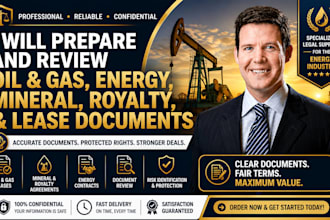 prepare and review oil and gas, energy, mineral, royalty, and lease documents