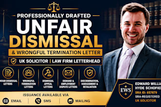 draft a professional UK unfair dismissal and wrongful termination letter