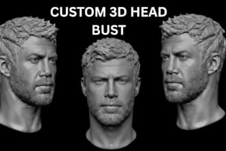 sculpt a realistic 3d head, face likeness, bust and stl in zbrush