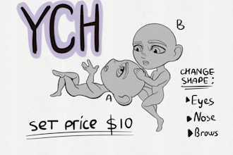 do cute couple chibi ych type commission