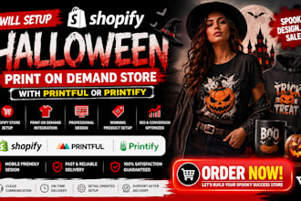 setup halloween shopify print on demand printiful printify pod spooky store