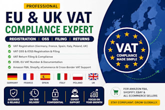 handle eu and UK vat registration, oss, filing and returns