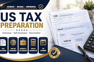 prepare US 1040, 1040 nr tax return, schedule c and 1040 es