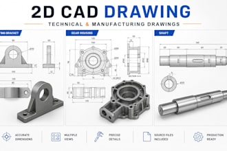 create 3d cad technical drawings, 2d cad drawings and manufacturing drawings