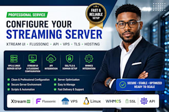configure you an iptv server, xtream ui, flussonic, api, vps, tls hosting