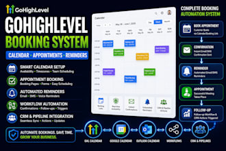 build gohighlevel calendar booking, scheduling, reminders and workflows