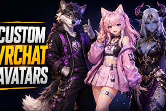 create custom vrchat furry avatar, vrc 3d character model, anime avatar and 3d