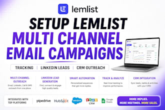setup lemlist multi channel email campaigns tracking linkedin leads crm outreach