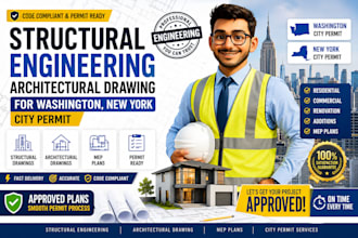 structural engineering, architectural drawing for washington, new york pe seal