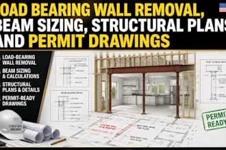 design load bearing wall removal beam calculation structural plans permit plans