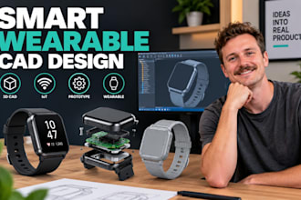 create smart wearable device, iot enclosure, cad modeling and product prototype