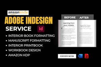do interior book formatting, print book in adobe indesign for amazon kdp upload