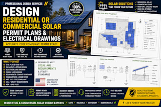 design residential or commercial solar permit plans, electrical drawings