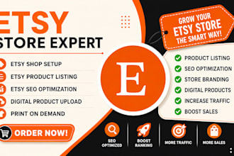 setup etsy shop design etsy digital product, etsy store seo listings setup