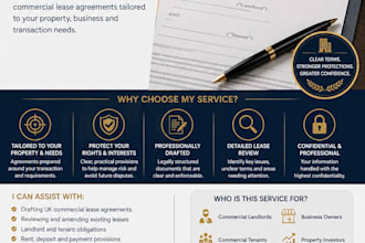 draft or review a UK commercial lease agreement commercial property