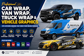 design professional car wrap, van wrap, truck wrap and vehicle graphics