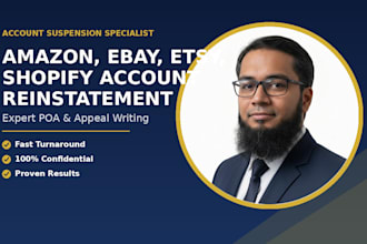 reinstate your amazon, ebay, etsy, shopify seller account with expert poa