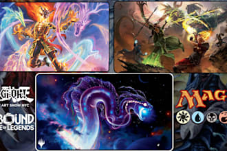 design custom playmat illustration for mtg, tcg, pokemon, board game, yugioh